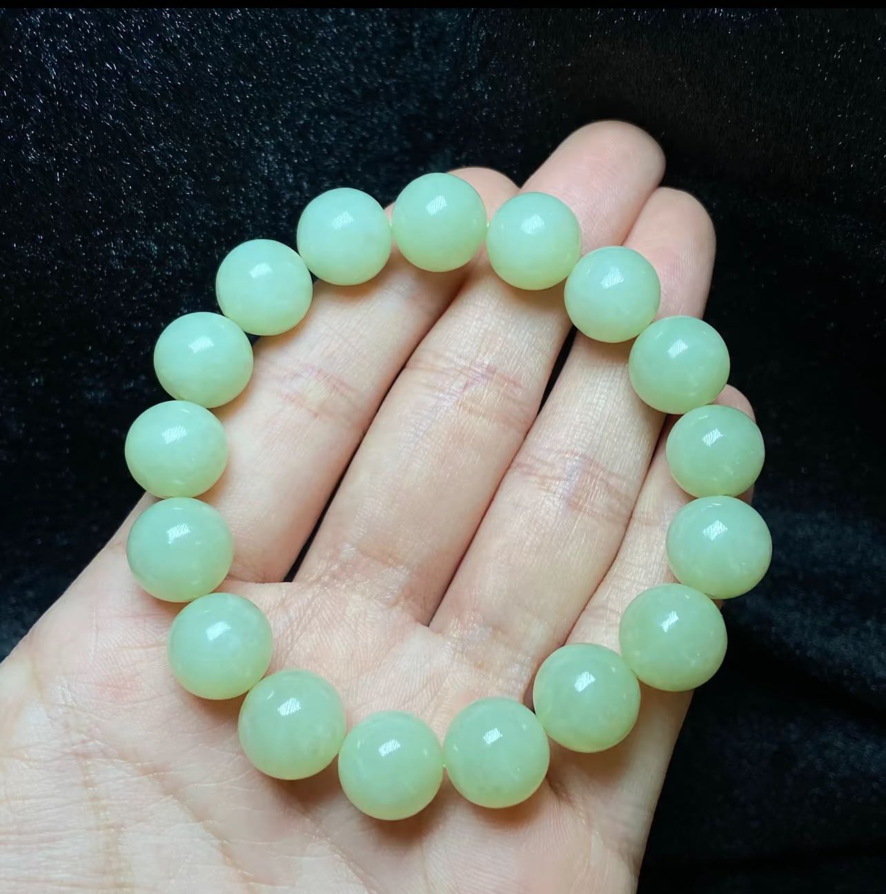Hotan Jade Kralen Armband Met Enkele Cirkel 11 mm