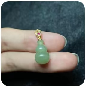 S925 Zilver Ingelegde Hotan Jade Kalebas Hanger 16.10