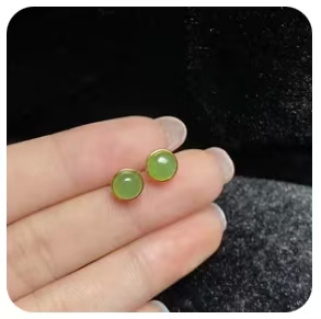 S925 Hotan Jade Eivorm Oorbellen 5 mm