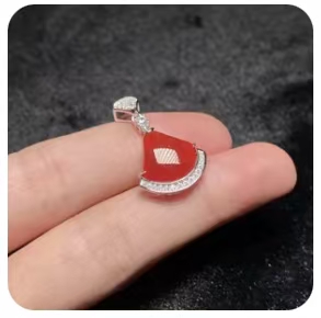 S925 Zilver Ingelegde Agaat Klein Rokhanger 11.13