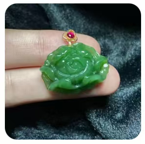 18K Goud Ingelegde Hotan Jade Hanger 20.27