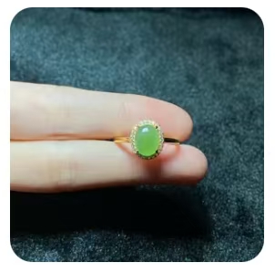 S925 Zilver Ingelegde Hotan Jade Ring 6.8