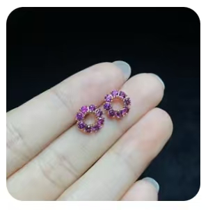 S925 Zilver Ingelegde Granaat Oorbellen 9 mm