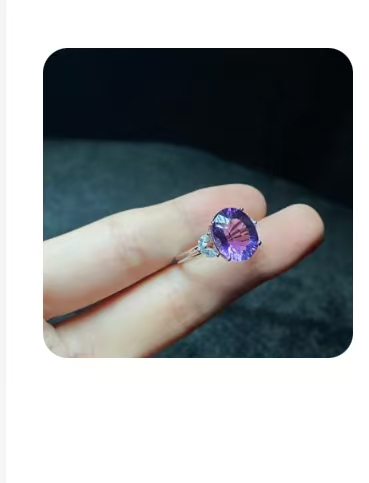 S925 Zilver Ingelegde Amethist Ring 10.12