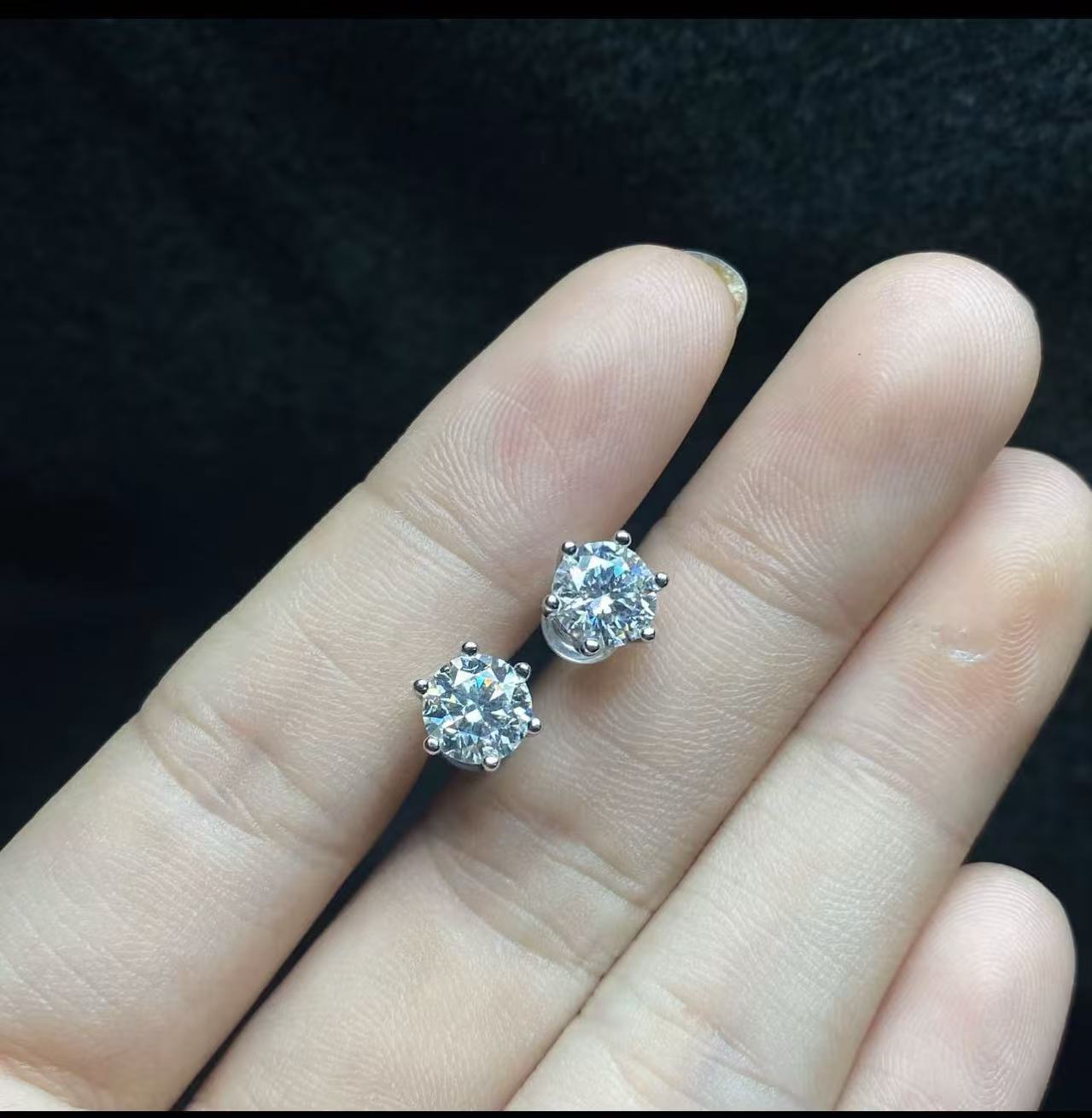 S925 Zilver Ingelegde Moissaniet Oorbellen 7 mm