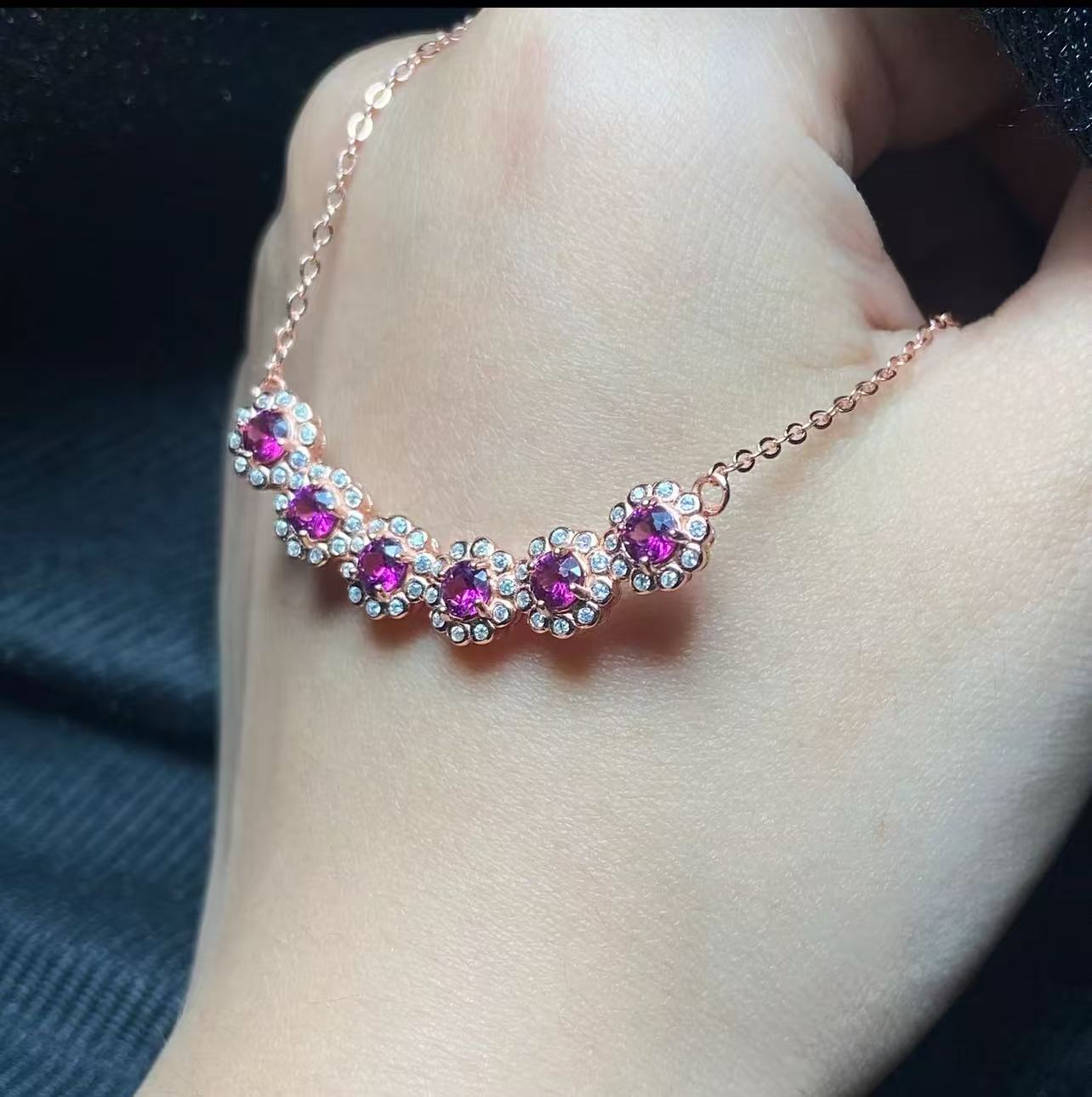 S925 Zilver Ingelegde Granaat Ketting 3 mm