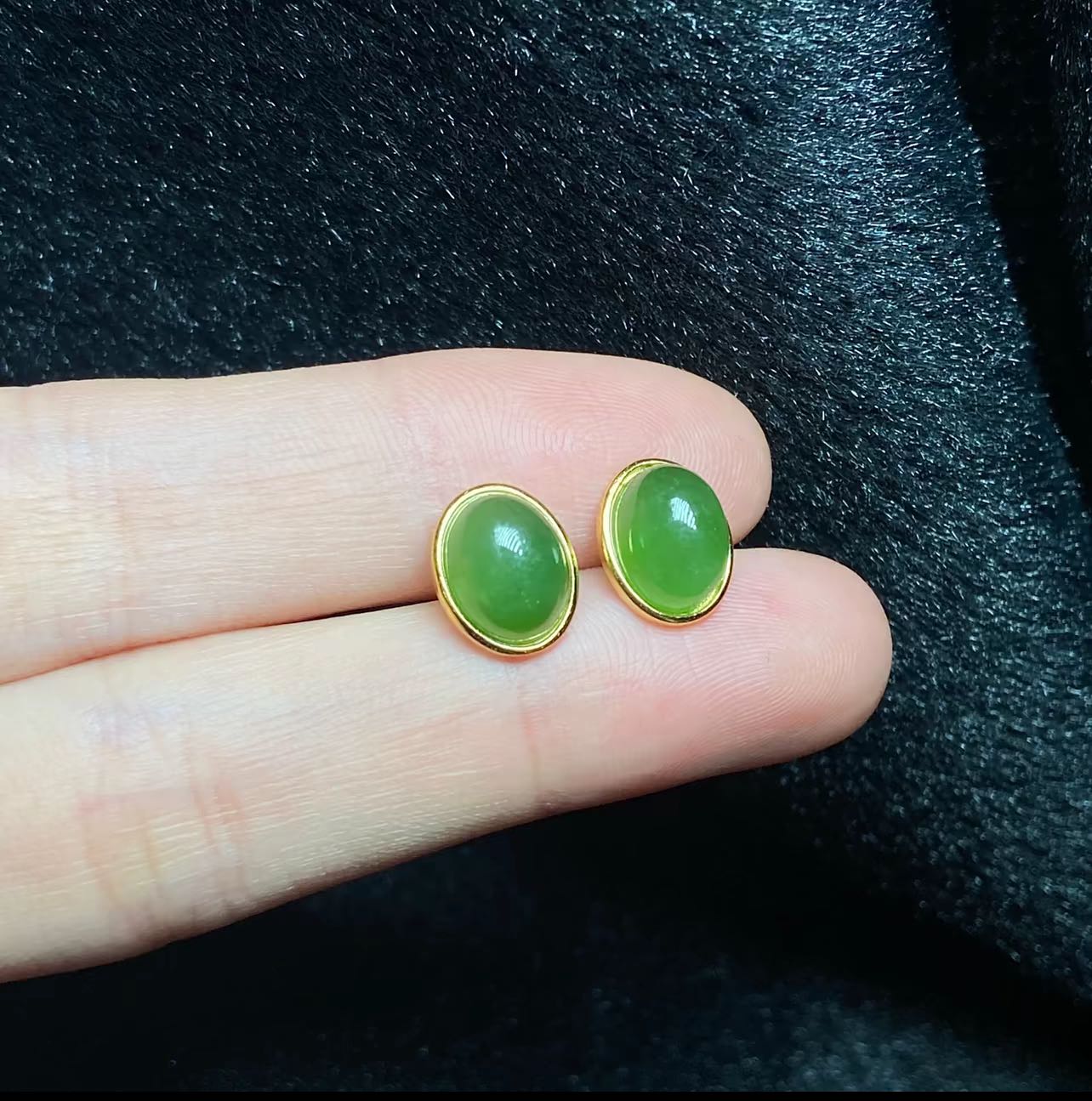 Hetiaanse Jade Oorbellen S925 Zilver Ingelegde Hotan Oorknopjes 6.9