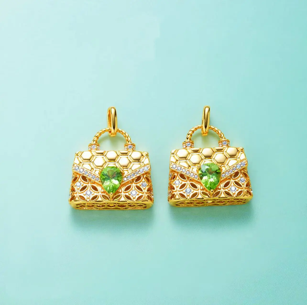 S925 Peridoot Handtasje Hanger