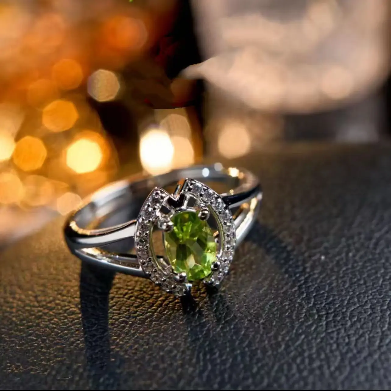 S925 Ovaal Geslepen Peridot Ring