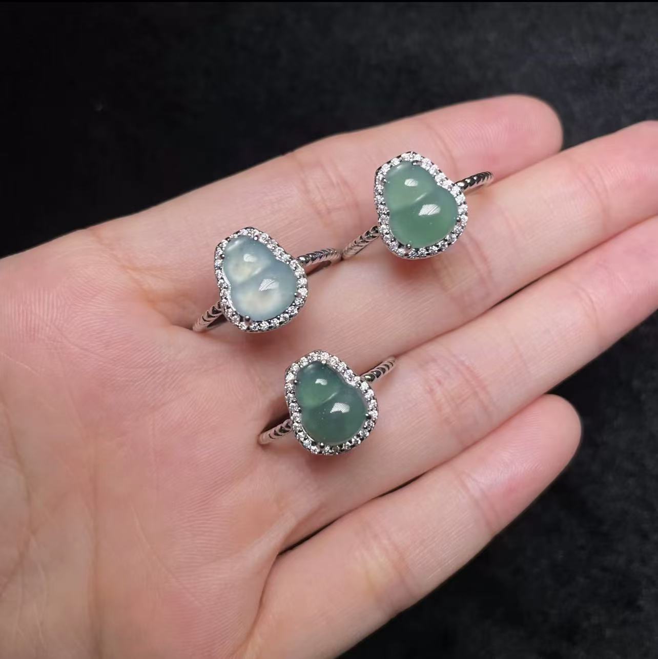 S925 Jade ring – natuurlijke jade gourd vorm