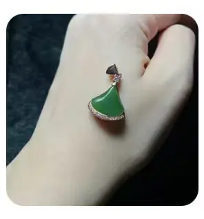 S925 Zilver ingelegde Hetian Jade Rok Hanger