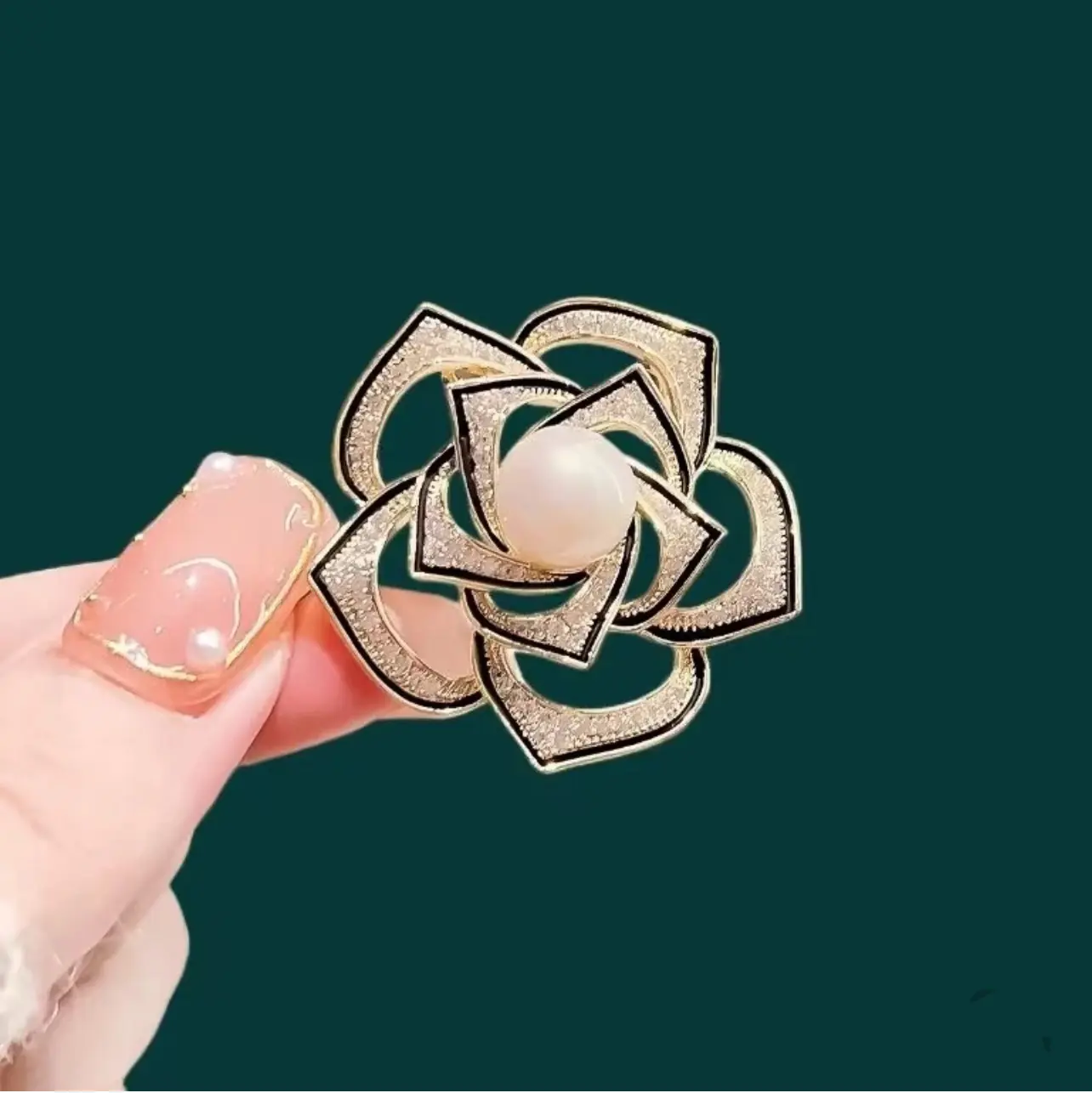 Camelia Parel Broche in Koperlegering - Afbeelding 3