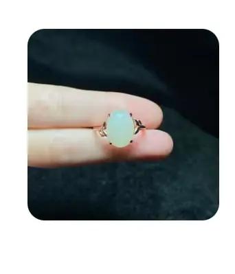 S925 Zilver Ring met Jade cabochon· Stilte in glans