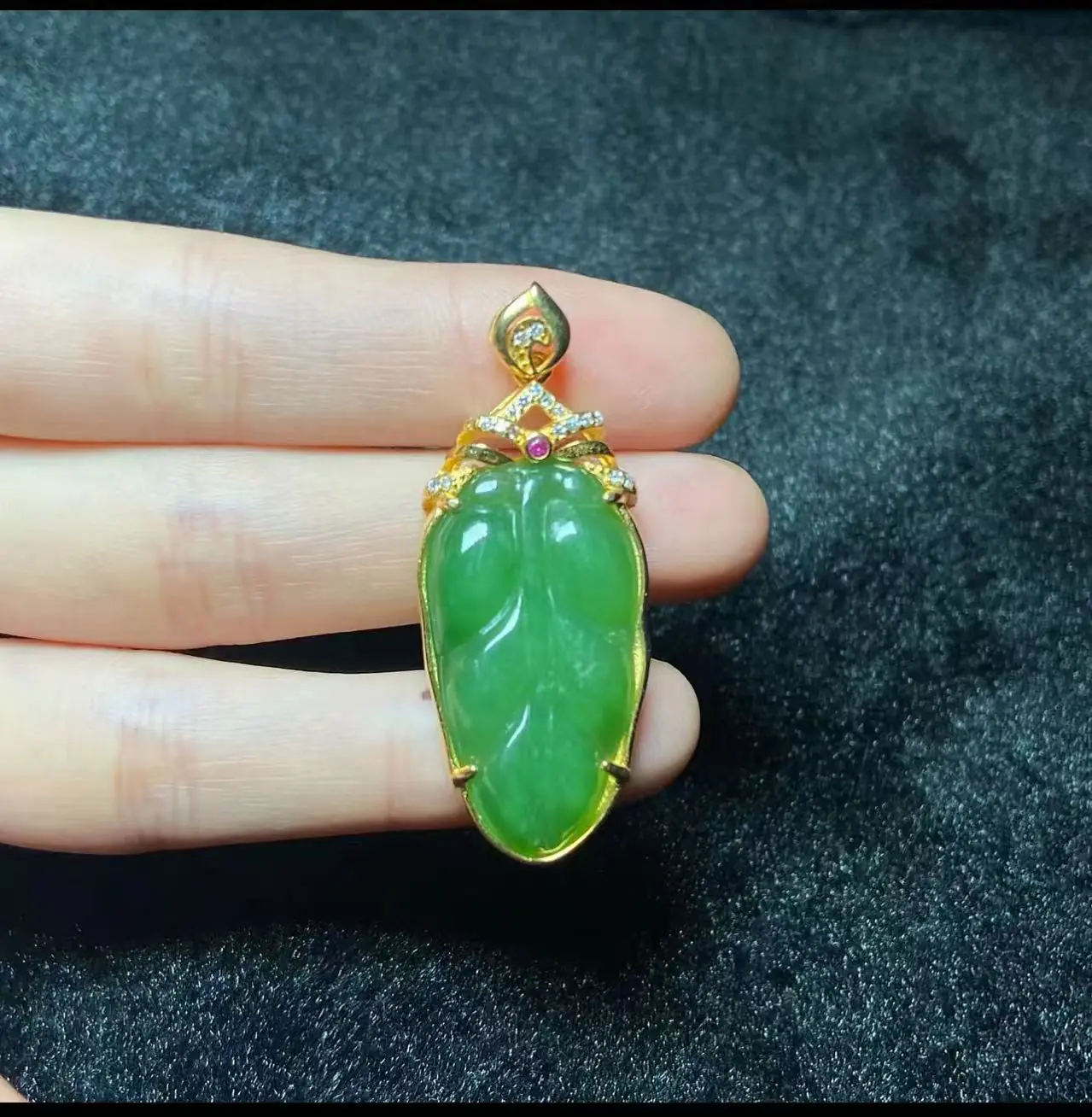 S925 Hetian Jade Bladkhanger