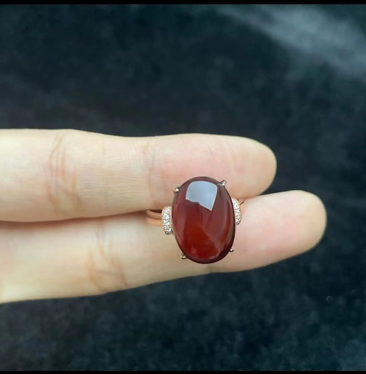 S925 zilver bloedamber Ring