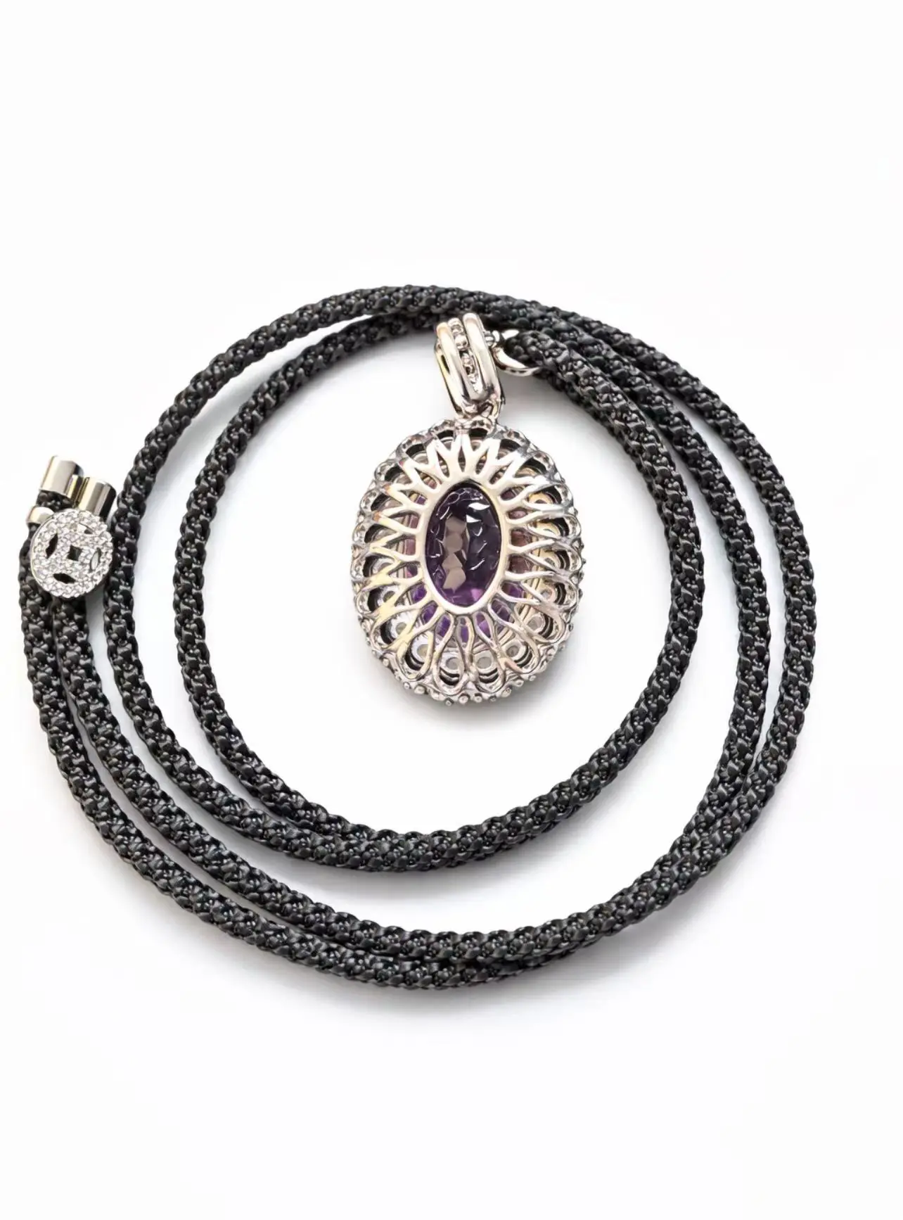 S925 Zilver natuurlijke Amethist Hanger - Afbeelding 3